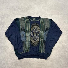 Vintage Knitted Jumper Abstract Patterned Grandad Knit Sweater Men's XL