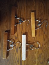 Set of 4 Vintage Wooden Pant Hangers