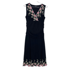 Karen Kane Embroidered Mesh Midi Dress Size M Black Fairy Grunge Whimsigoth