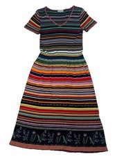 Ivko Neu Fein Strick Kleid Folklore Bunt Boho Festival S/36 M/38 Sommer 110 cm