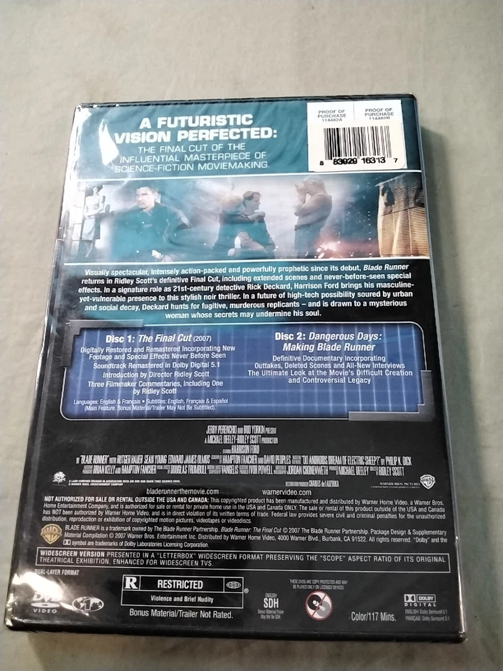 Blade Runner - The Final Cut (DVD, 2007, 2-Disc Set, Special Edition) New Sealed - Image 2 of 2
