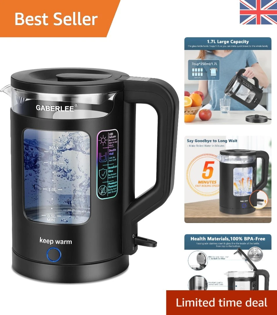 Smart Electric Kettle 1.7L: Rapid Boil with Safety Features & Energy Savings
Opens in a new window o