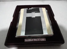 c1935 AMW/ RONSON TEN-A-CASE BLACK/WHITE ENAMEL CASE LIGHTER. VERY RARE. BOX