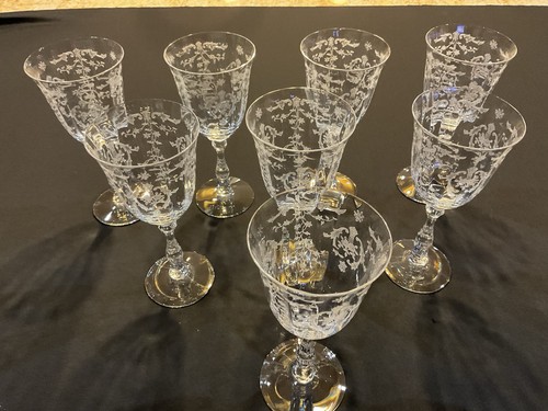 Vintage Fostoria “Navarre” clear crystal water goblets ( 7&5/8 inches high). - Picture 5 of 10
