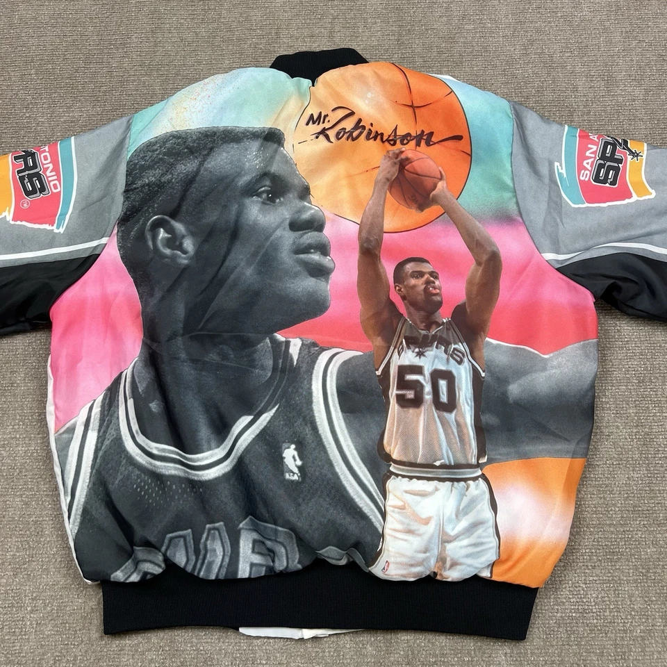 Vintage 90s Chalk Line David Robinson San Antonio Spurs Fanimation Jacket Mens L - Image 2 of 4
