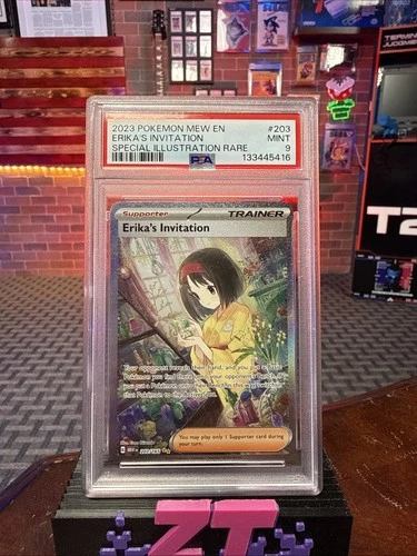 2023 POKEMON MEW EN-151 SPECIAL ILLUSTRATION RARE #203 ERIKA'S INVITATION PSA 9