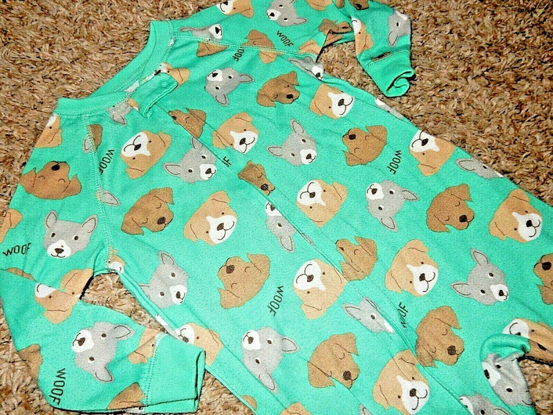 7H !WOW! 2T Carter's Puppy Dogs Lightweight Polyester Footed Sleeper Pajamas