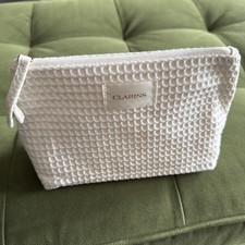 Clarins Eco designed beauty make-up bag pouch zipper Light Beige 24 x 14 x 9 cm