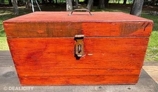 Antique Wood Tradesman Chest Handmade Primitive  Folk Vintage Storage Tool Box Ł