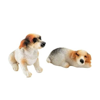 Puppenhaus Jack Russel Hunde sitzend & liegend Miniatur Haustier 1:12 Zubehör