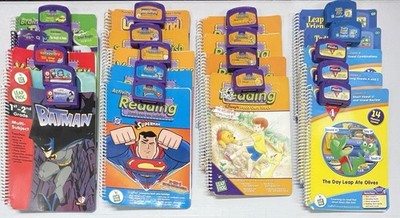 Lot of 19 LeapPad Books/Cartridges BATMAN Superman MONSTERS INC Scooby NEMO Pooh