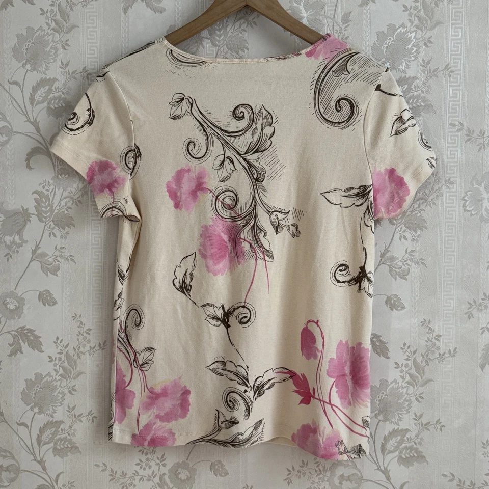 Top De Colección Y2k Talla S Borde de Encaje M Floral Rosa Marrón Cottagecore Coqueta Años 90 Femenino Foto 3 de 4