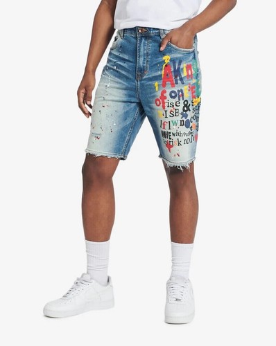 Akoo Mens Standard Fit Valid Jean shorts Cobalt SIZE 42