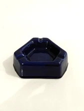 VTG Cobalt Blue Triangular Shaped Ashtray Heavy Ceramic