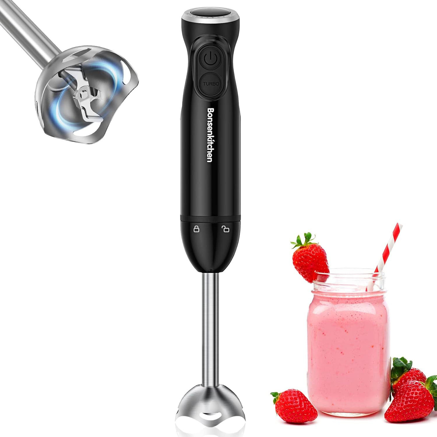 Frullatore a Immersione Bonsenkitchen Acciaio 1000W | Ideale per Pappe