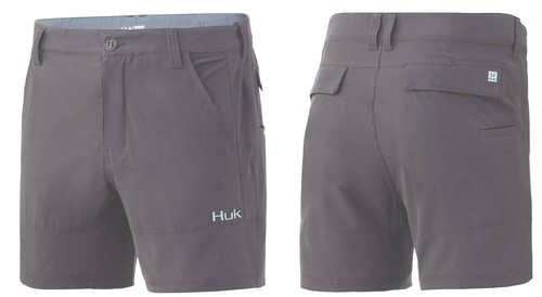 huk mens lowcountry 6” shorts chino fit adjustable waistband color iron size XXL - 第 1/4 張圖片