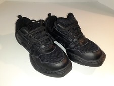 Trimfoot Dance Class Shoes Girls JS201 Jazz Sneaker Black Lace Up Size 1 Leather