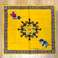 Walt Disney Mickey Minnie Mouse Vintage Bandana Cowboy Indian Fast Color Yellow