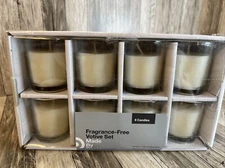 Made by Design Fragrance Free Votive 8 Count Set White w/ Glass Holder