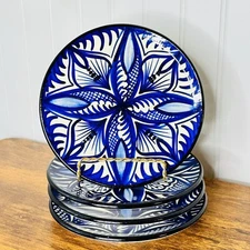 4 Vintage Platart S L Spanish Cobalt Studio Hand Painted Wall Plate Floral S.L.