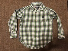 Boys Dress Shirt Blue & Green Gingham Plaid Used Chaps Size 3t Easter Shirt