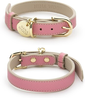 Nina Woof Rio Hundehalsband – Vegan, Gepolstert, Verstellbar, Größe XS, Saffiano-Optik In Rosa