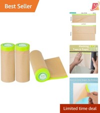 Pre-Taped Masking Paper Roll 12"x50' Waterproof Adhesive for Painting 3 Rolls