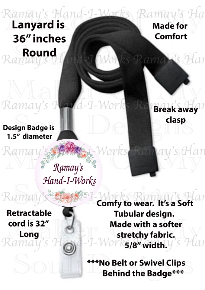 Carrete de insignia retráctil acuarela púrpura, corazón rosa #2, soporte de identificación con cordón Foto 4 de 4