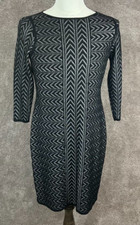 Calvin Klein Dress Large Knee Length  Black Chevron Bodycon Sweater Pullover