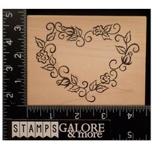 Denami Design Rubber Stamps XL HEART LEAVES ROSES BUDS LOVE VALNETINES 2189