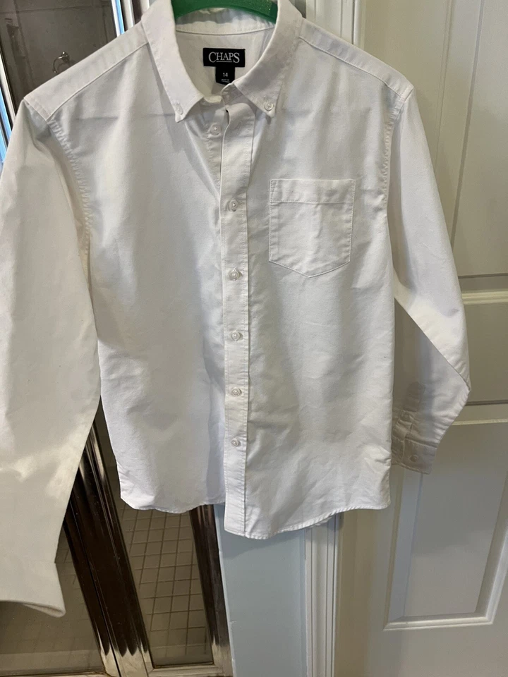 Two Boys XL Button Down Shirts - Classic White Chaps Brand And Plaid Gap kids - Image 2 of 4