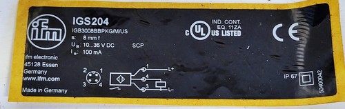 IFM EfectorIGB3008BBPKG/M US-104-DPS IGS204 Inductive Proximity Sensor - Picture 5 of 5