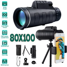 80x100 Zoom Day Low Night Vision HD Monocular Starscope Monocular Telescope BAK4