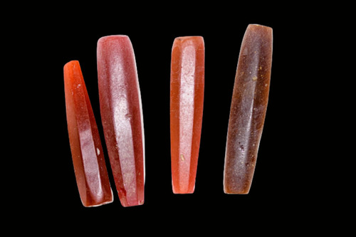 Antique Brick-Red Faceted Glass beads, African Trade, Bohemian or Venetian, grou