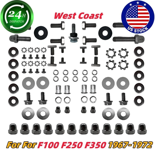 For Ford F100 F250 F350 West Coast Jr.Mirror Deluxe Stainless Hardware Kit 67-72