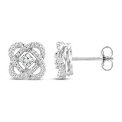 1Ct Brilliant Cut Moissanite Center of Me Design Stud Earrings in 925 Silver