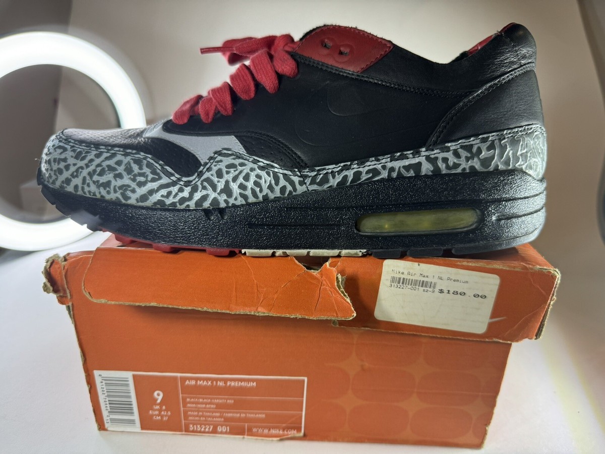 Nike Air Max 1 NL Premium Elephant Print Black Varsity Red Nike Air Max 1 NL Premium Elephant Print Black Varsity Red