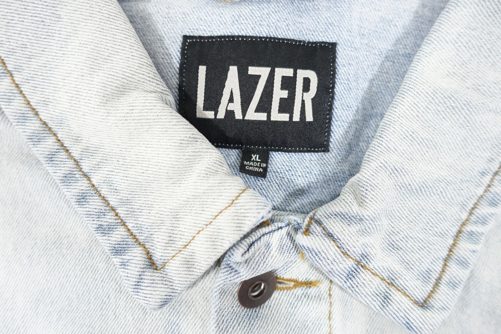LAZER FADED BLEACHED BLUE XL TRUCKER DENIM JEAN JEANS JACKET MENS NWT NEW - product detail image 3