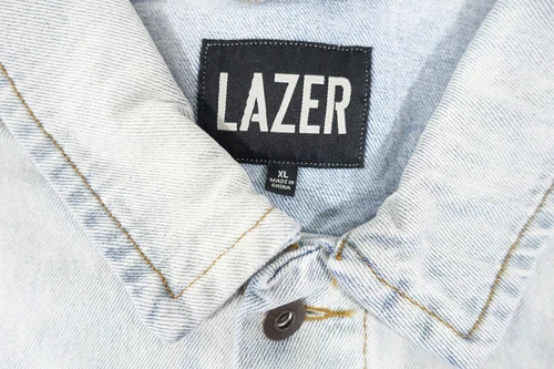 LAZER FADED BLEACHED BLUE XL TRUCKER DENIM JEAN JEANS JACKET MENS NWT NEW image 3