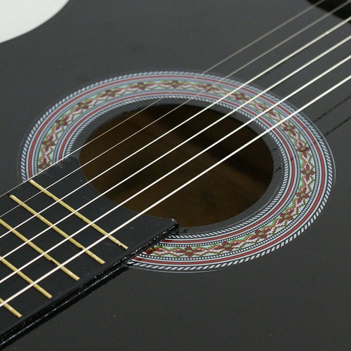Chitarra Acustica 38" Principianti con Custodia, Cinghia, Accordatore e Pick Corde Acciaio - Foto 8 di 17