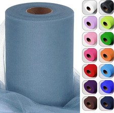 Dusty Blue Tulle Fabric Roll 6 Inch by 100 Yards 300 Feet Sheer Tulle Netting
