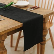 2 Piece Black Burlap Table Runner Set 12x120 Inch Farmhouse Party Decor