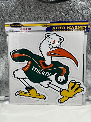 Miami Hurricanes NCAA Sebastian Ibis Car Magnet 12'' Craftique