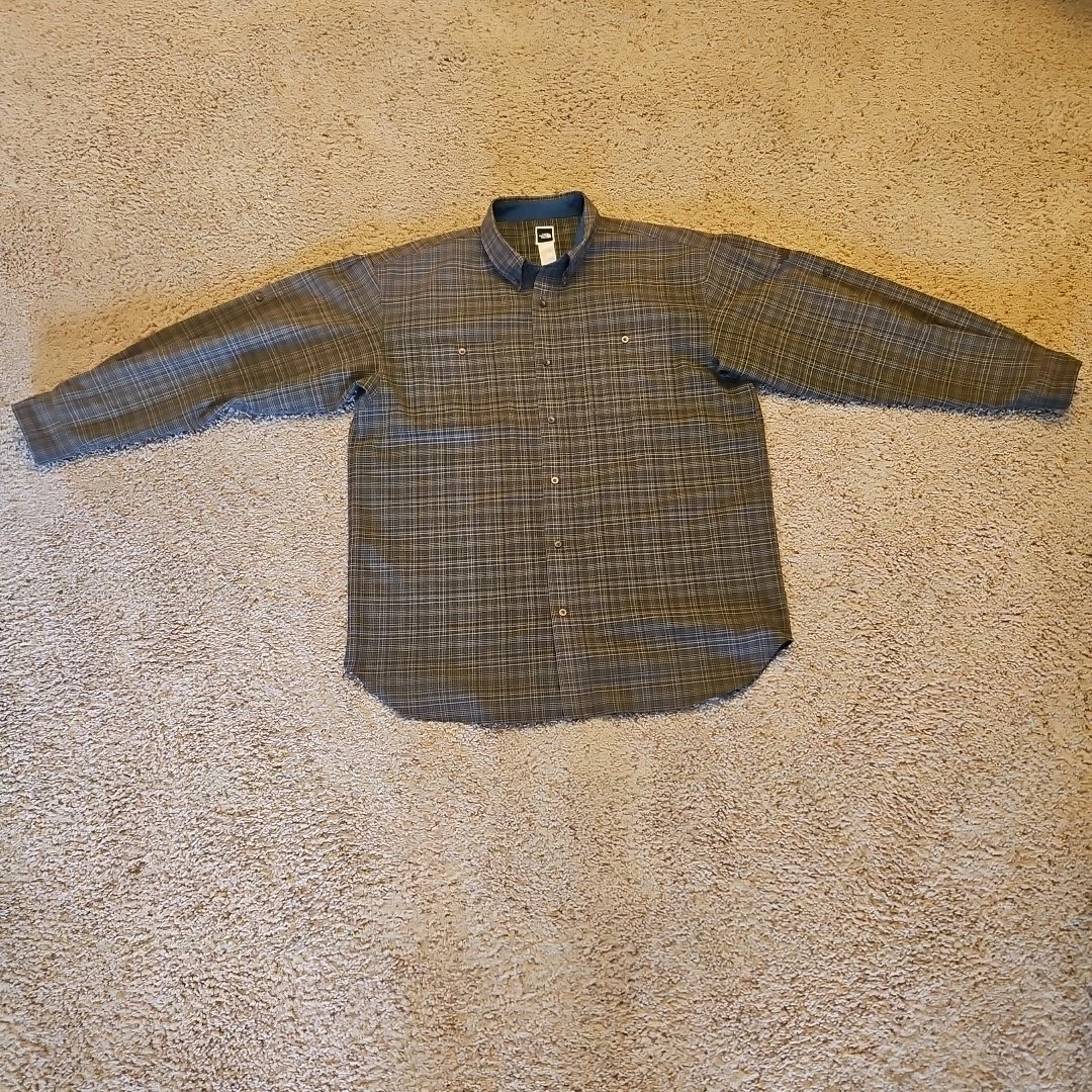 North Face Shirt Men Extra Large Button Down Casual Outdoor Hiking Brown Check