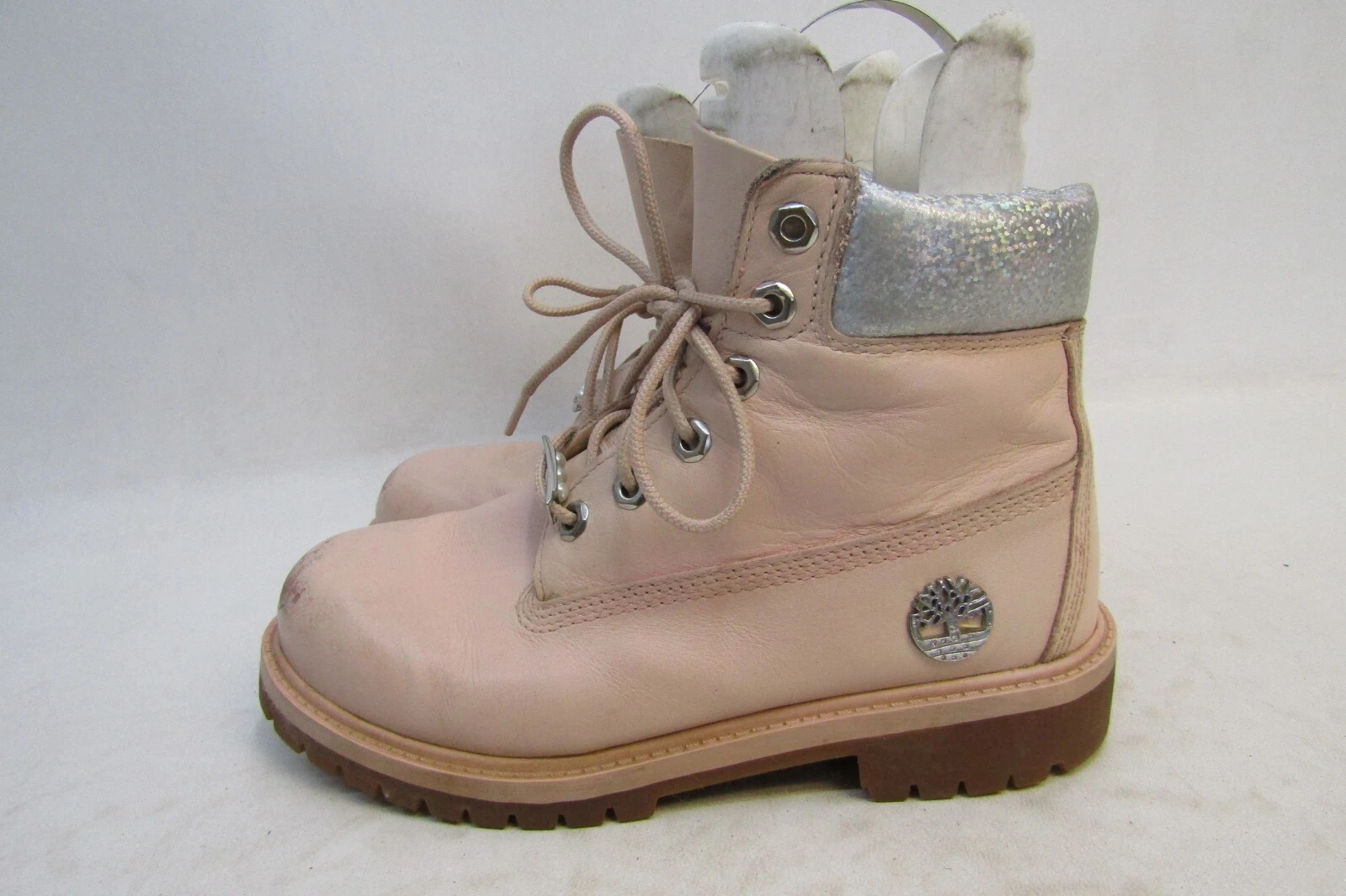 Stivaletti casual Timberland Youth taglia 4 M rosa pelle glitter stringati