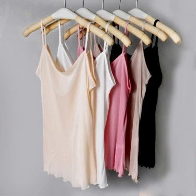 Damen Sexy Seiden Camisole Träger Top Spaghetti Vest Weiß - Bild 1 von 4