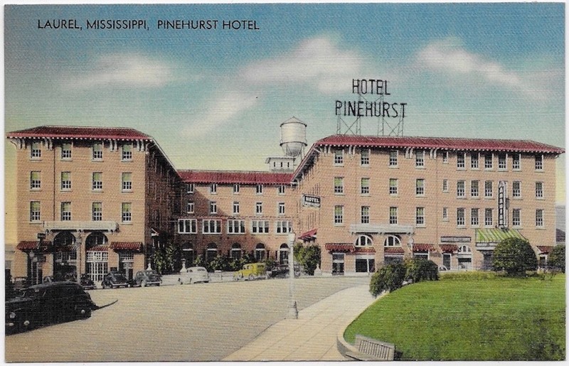 OLD POSTCARD PINEHURST HOTEL LAUREL MISSISSIPPI 1940S