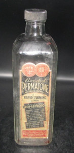 Vintage Dodge Chemical Embossed Glass Permafix Embalming Bottle Paper Label
