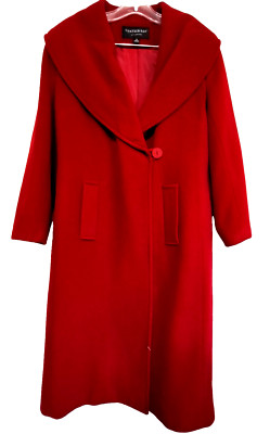 Centigrade Outerware Women's XS Red Wool Blend One Button Coat Shawl Collar FLAW