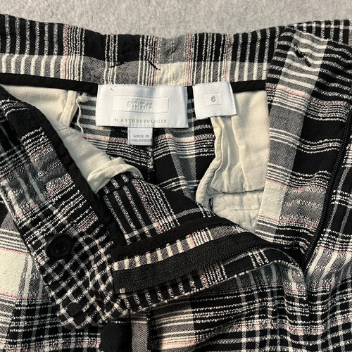 Anthropologie Ett Twa Pants Womens 6 Black White Luca Plaid Cropped Wide Leg - Picture 8 of 13
